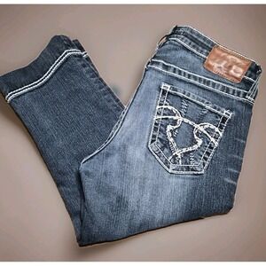2000s Big Star Maddie Capri Jeans Womens 30 Mid Rise Stretch Denim Embroidered‎